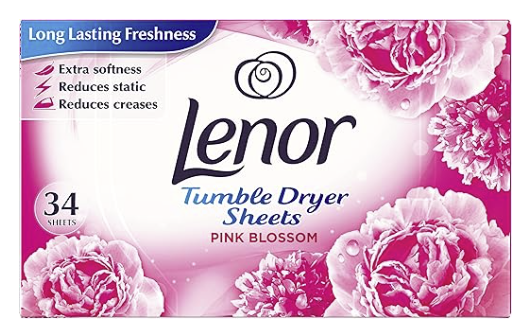 Lenor Tumble Dryer Sheets Pink Blossom Scented 34 Sheets